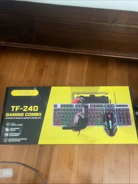 WOLF TF-240 Yellow & Black Gaming Combo with RGB Keyboard, Mouse & Headset